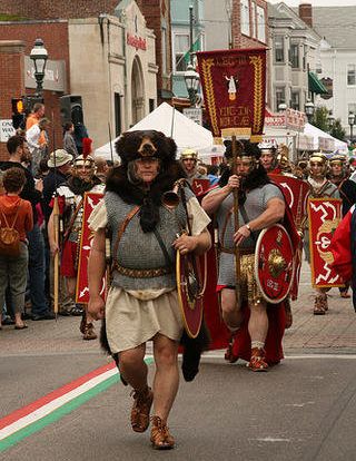 Legio III Cyrenaica, their signa in Providence, RI, Columbus Day Parade 2007.jpg